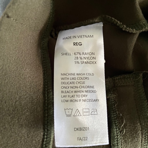 Quite Pullup Ponte Knit Stretch Pants - Olive Green L - Picture 5 of 7